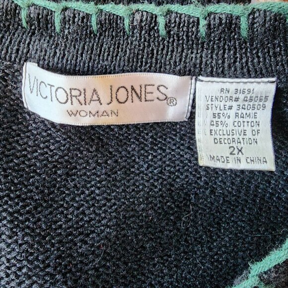 Vintage Victoria Jones Womens 2X Vest Christmas Patchwork Knit Sweater Retro - Picture 8 of 10